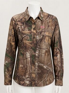 NWOT Under Armour Realtree Camo Button-Up Shirt XL Brown Green